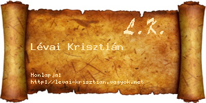 Lévai Krisztián névjegykártya